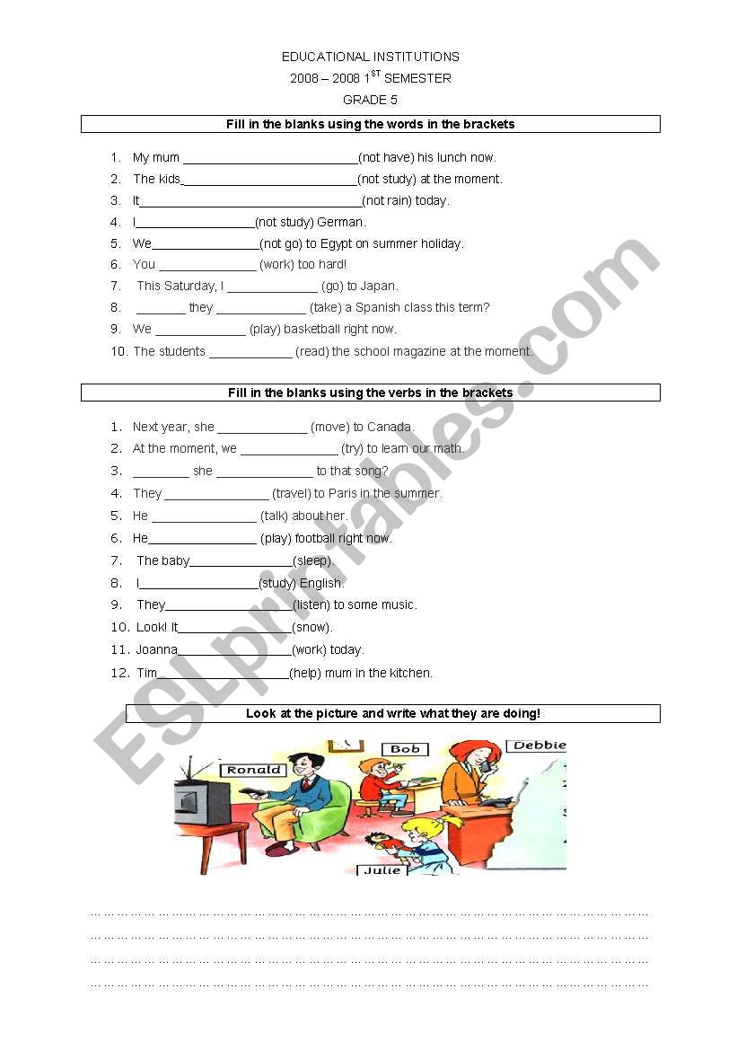 present cont. worksheet