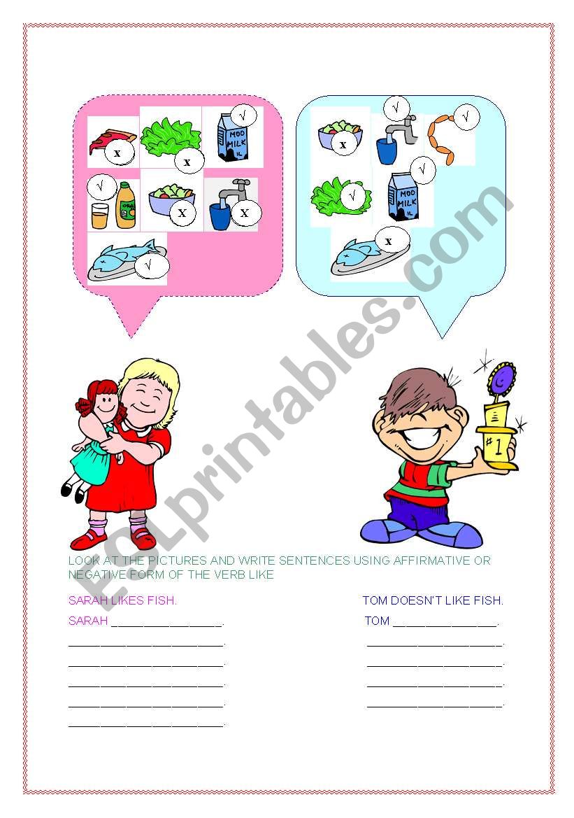 WHAT DOES SHE/HE LIKE? worksheet