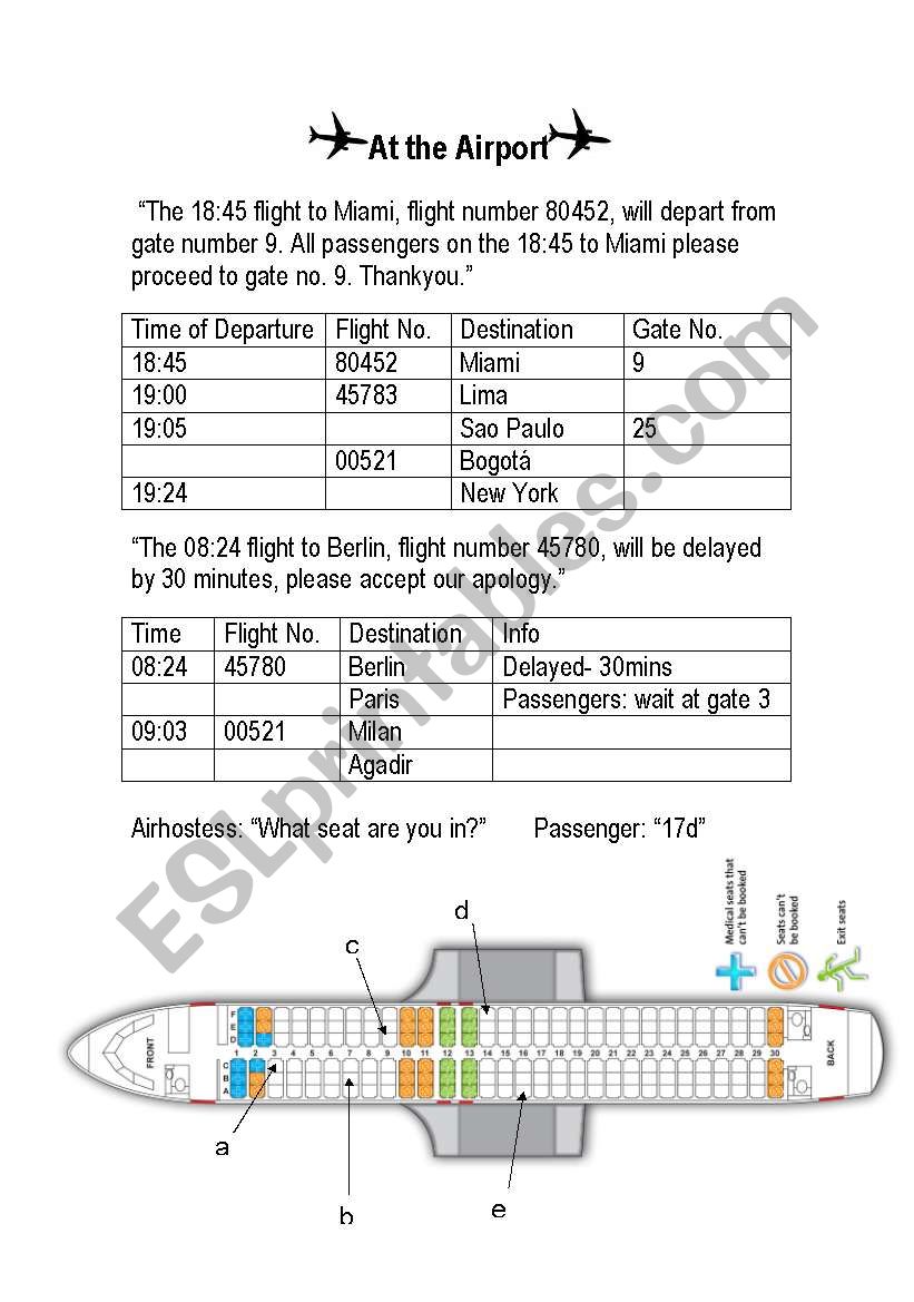 At the airport worksheet