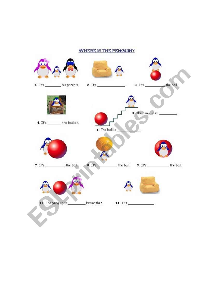 Prepositions of place worksheet