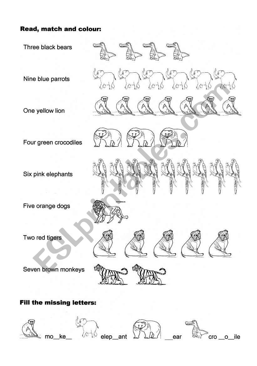 Animals worksheet