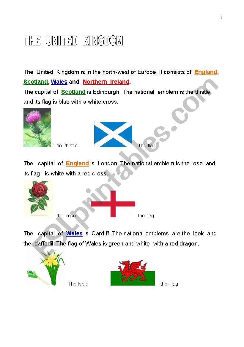 the United Kingdom worksheet