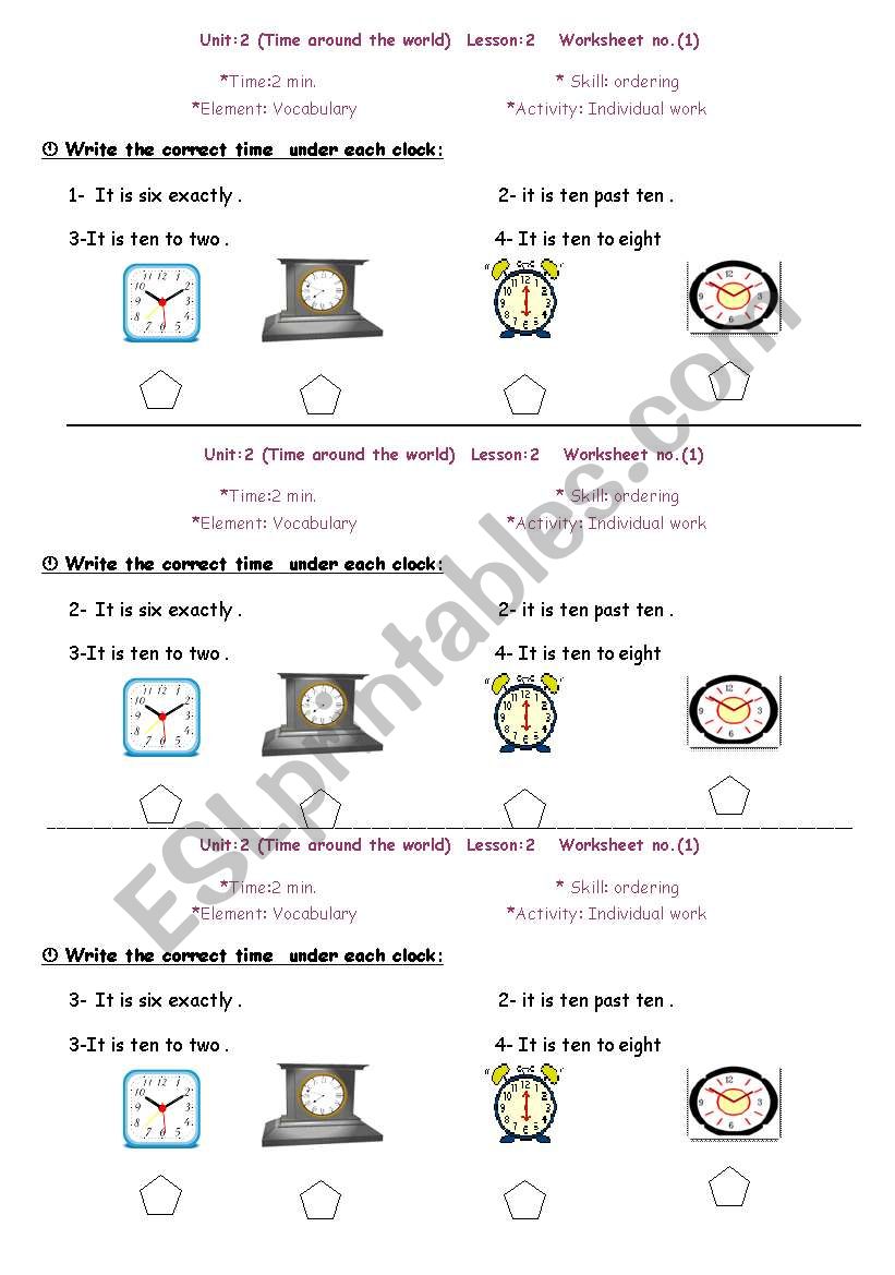 what time is it ? worksheet