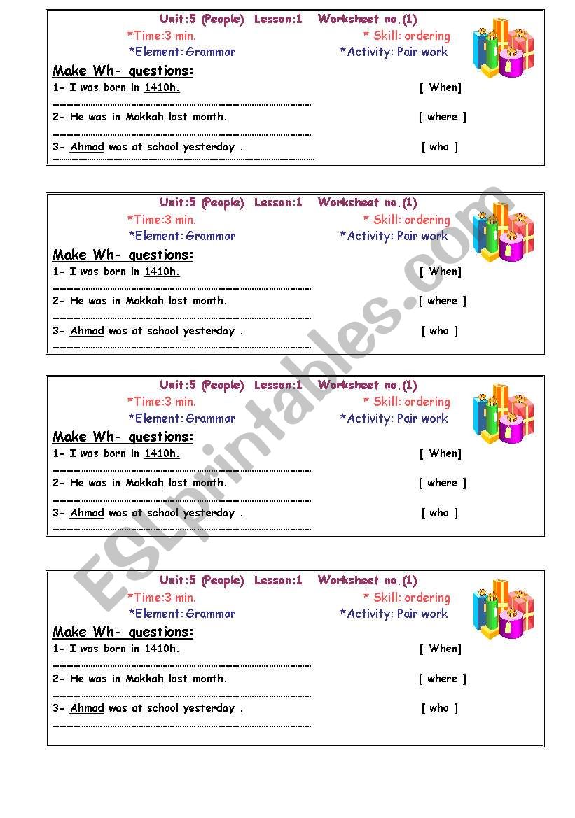 wh- questions worksheet