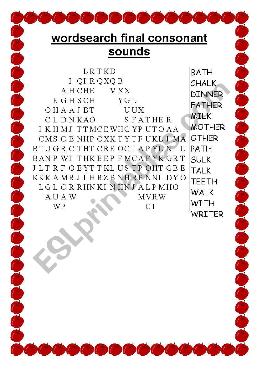 ending a word worksheet