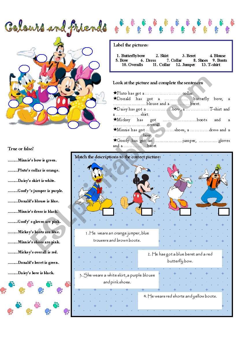 COLOURS AND FRIENDS worksheet