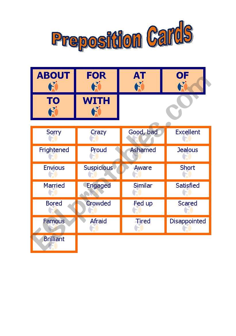 Preposition Cards worksheet