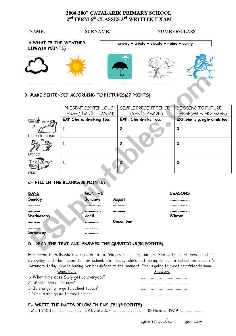 Tenses  worksheet
