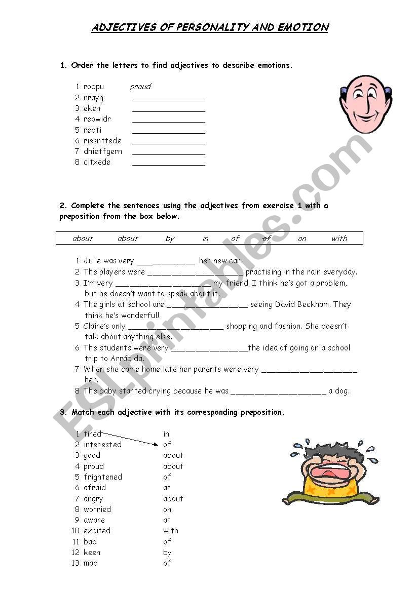 Adjectives of personality and emotion