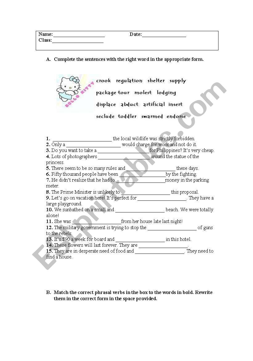 intermediate test worksheet