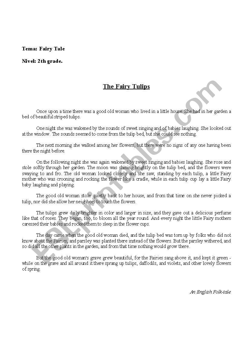 the fary tulips worksheet