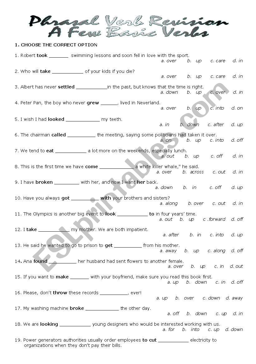 Phrasal Verb Revision worksheet