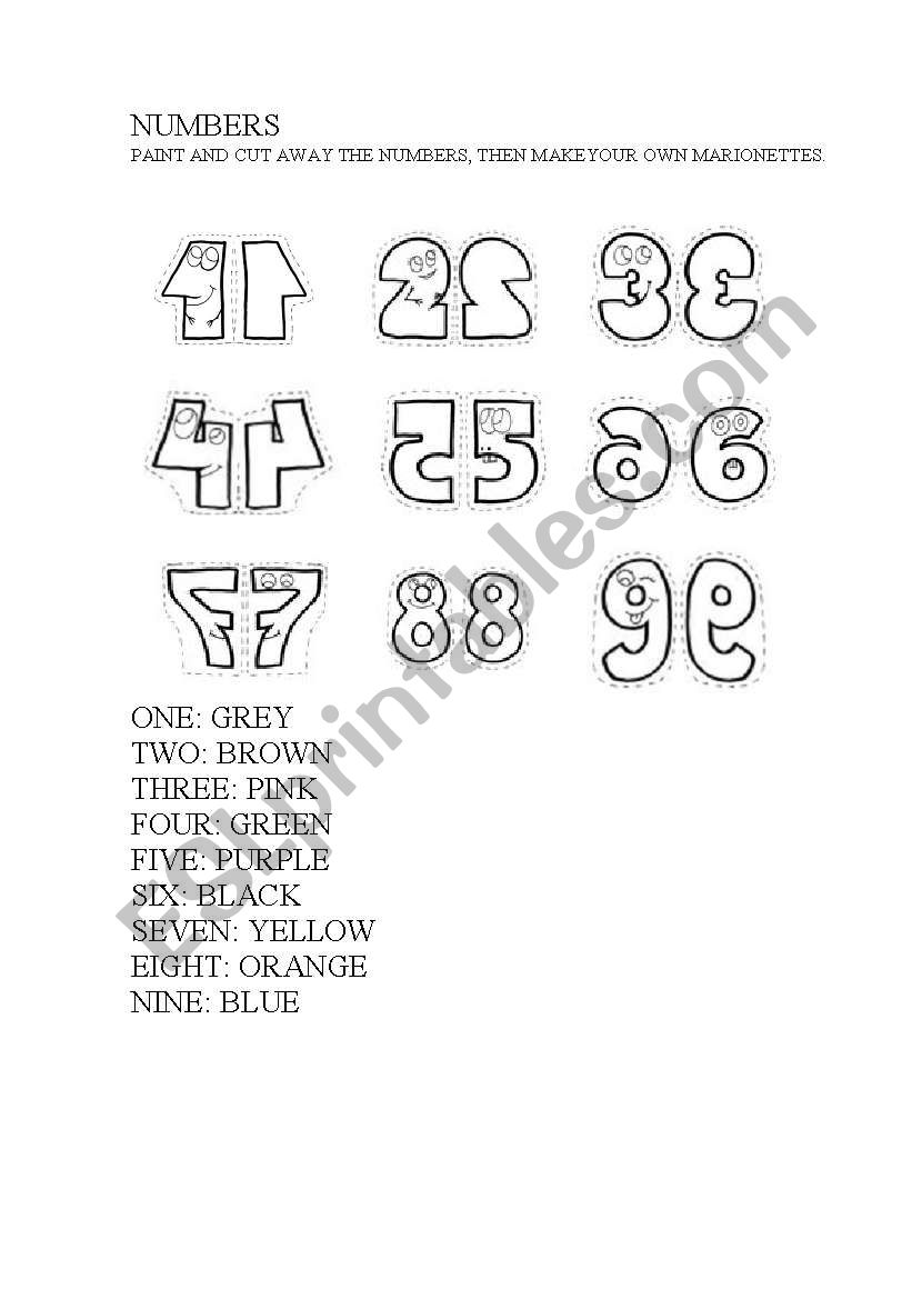 MAKE AND PAINT YOUR NUMBERS!! worksheet