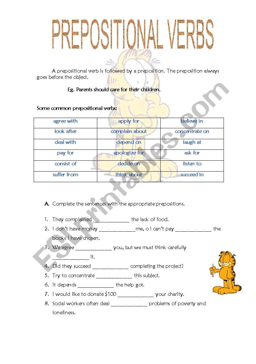 prepositional verbs worksheet