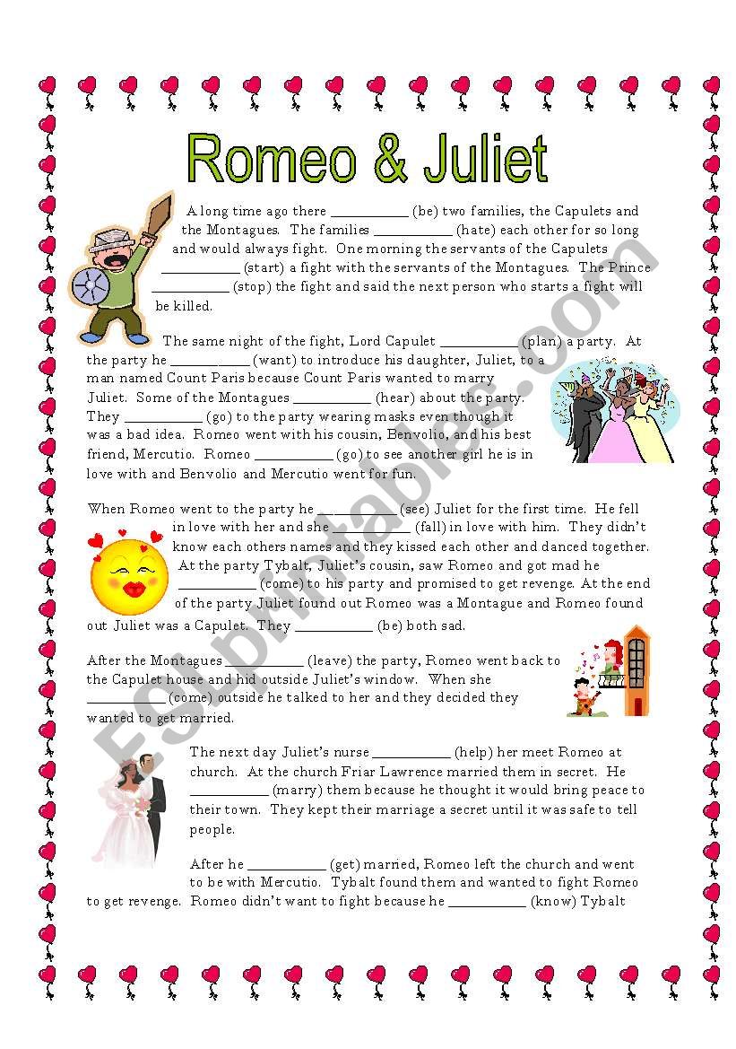 Reading Shakespeare: Romeo and Juliet - ESL worksheet by suzanne95212