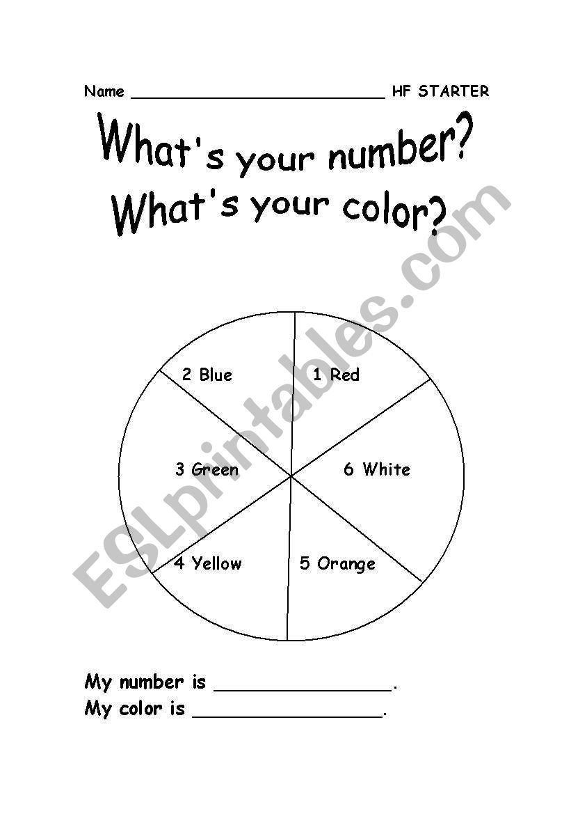whats your number and color worksheet