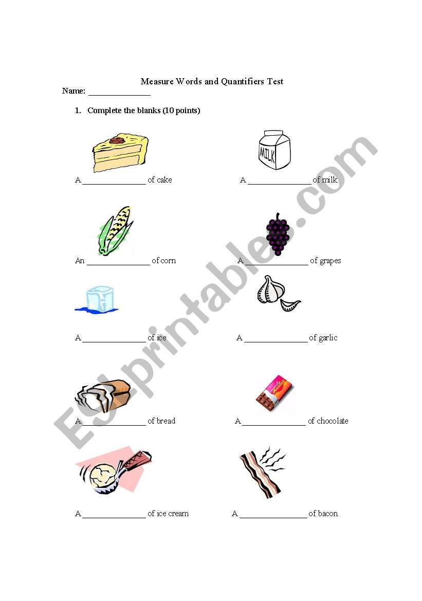 Measure Words and Quantifiers Test