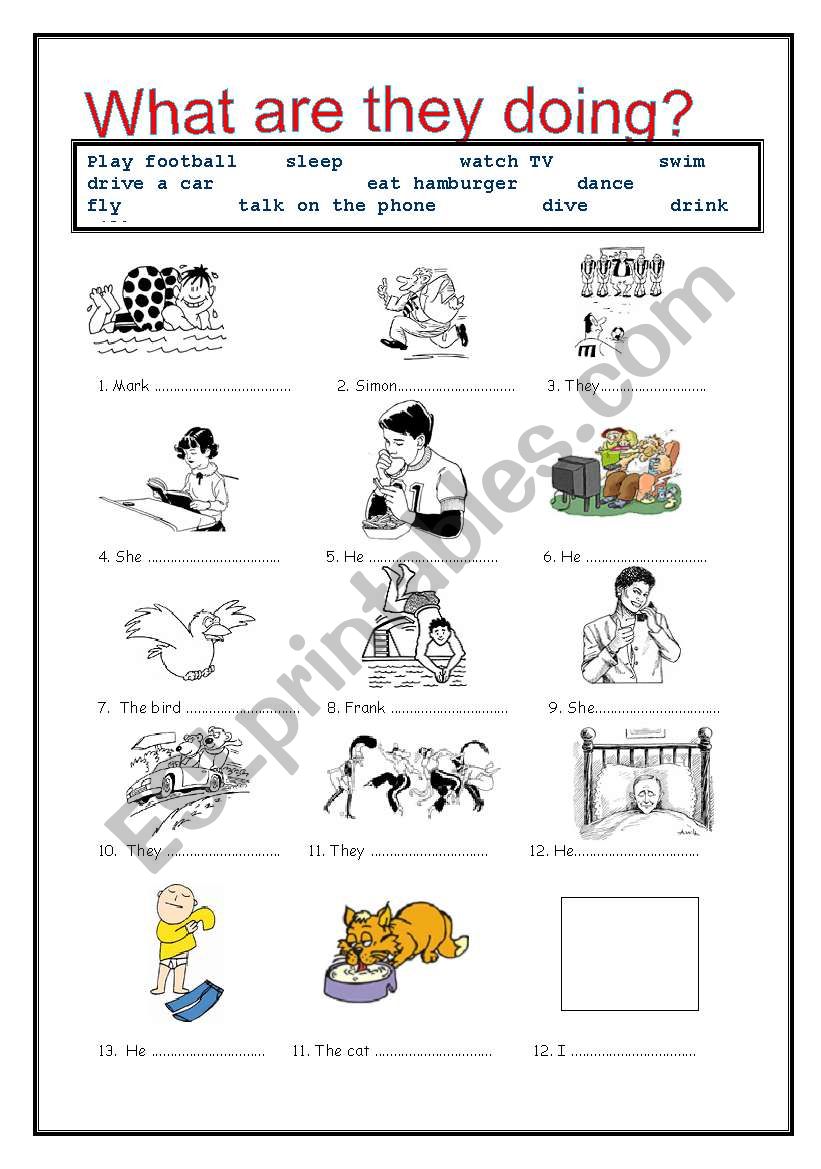 present cont worksheet