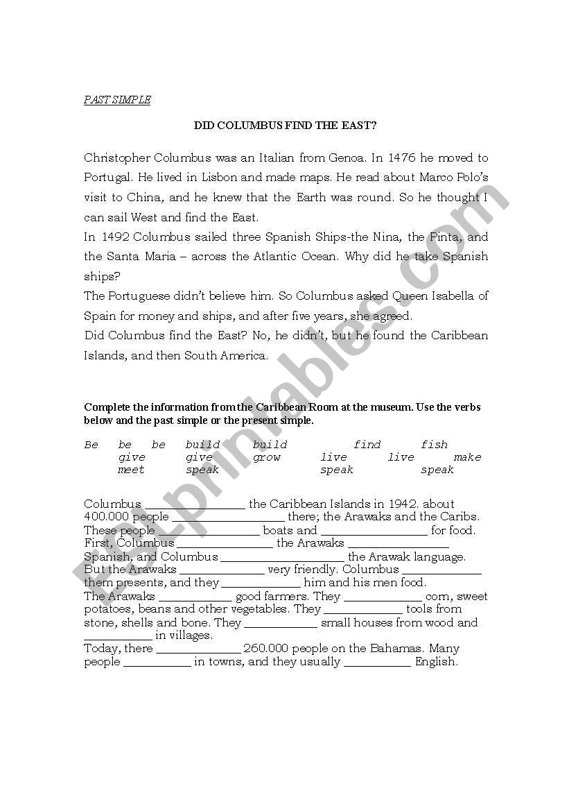 past simple worksheet