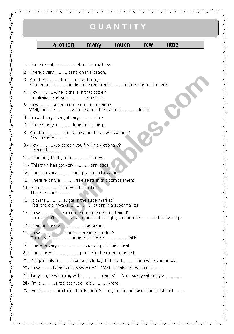 Quantifiers worksheet