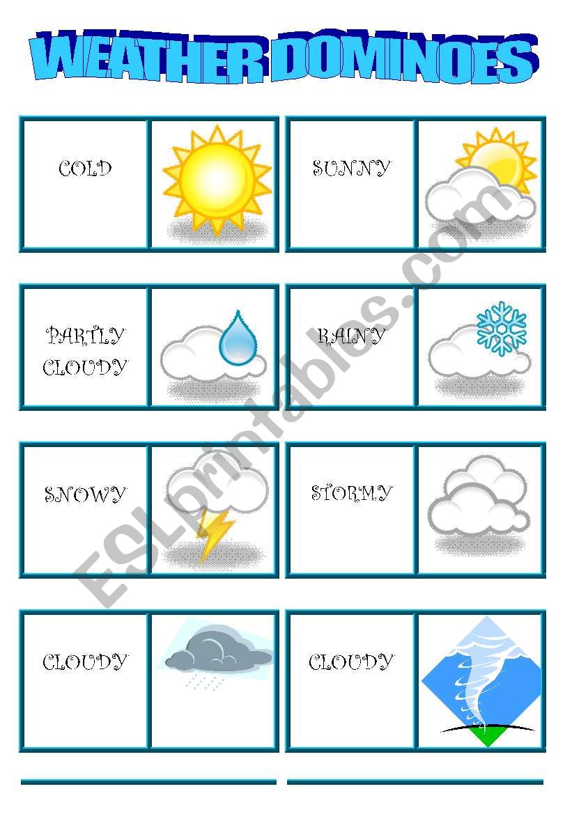 WEATHER DOMINOES !!!!!!!!!!!!!!!!!!!!!!!!!!!!!!!!! 3 pages