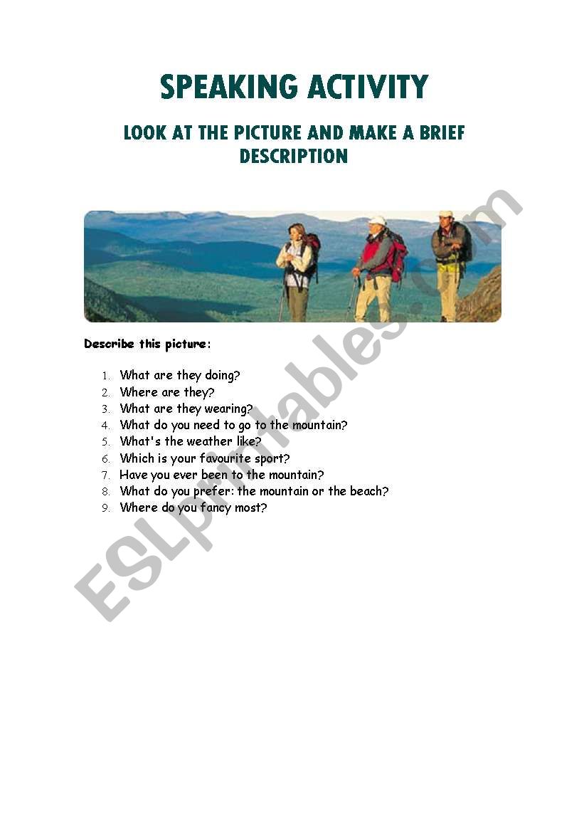 speaking activity worksheet