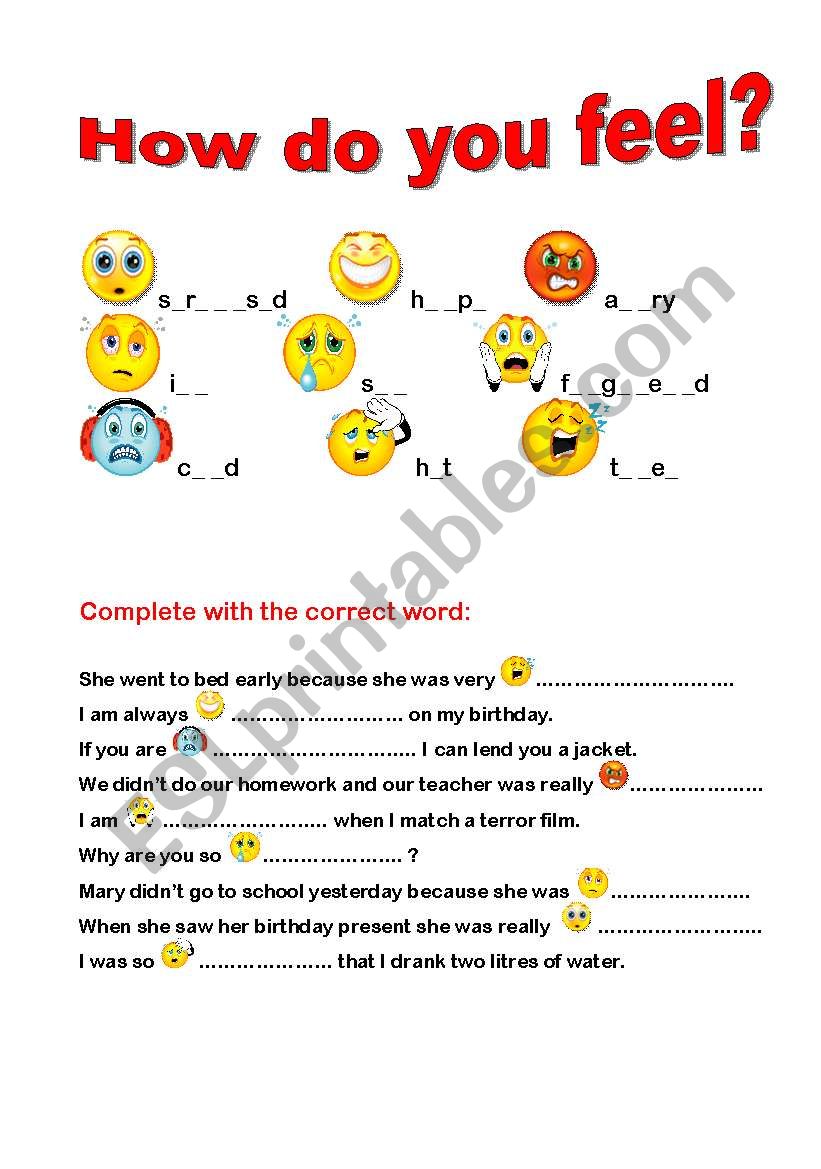 how do you feel? worksheet