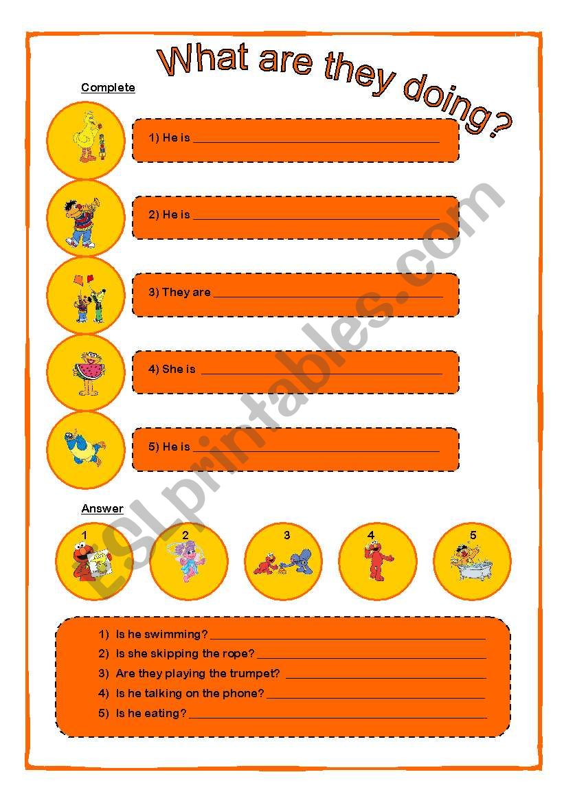 What are they doing? (2/7) worksheet