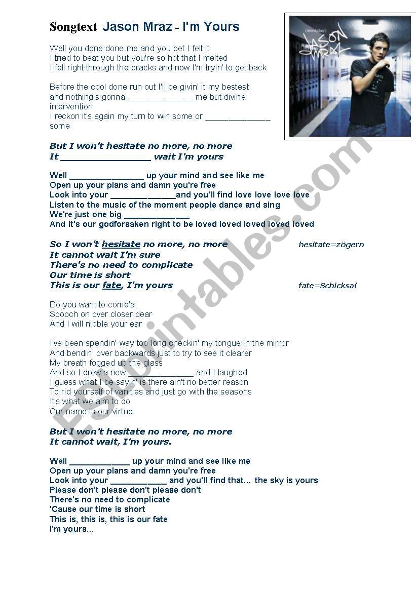 Songtext-Jason Mraz - IÂ´m yours