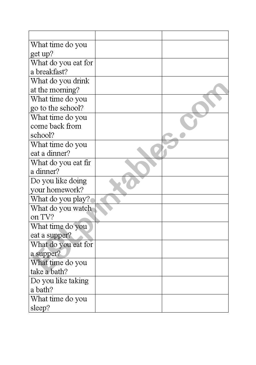 Daily routines- test your present simple in practise!