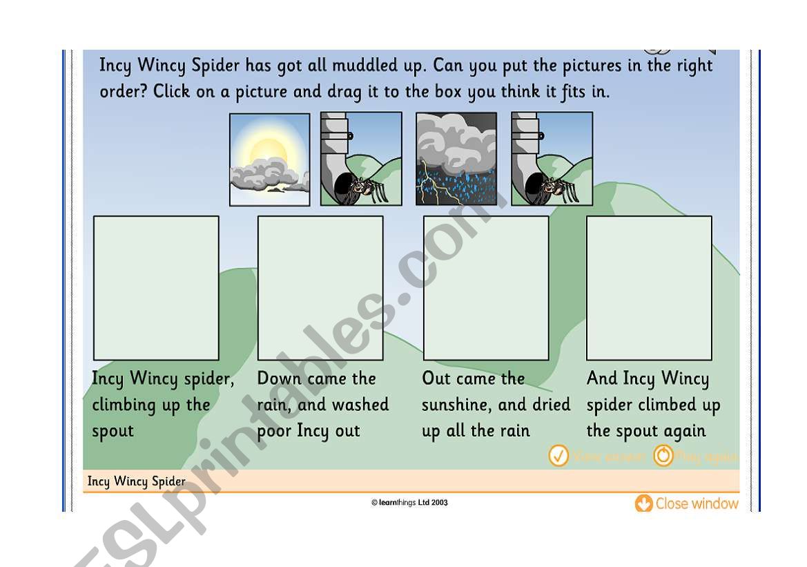 incy spider worksheet