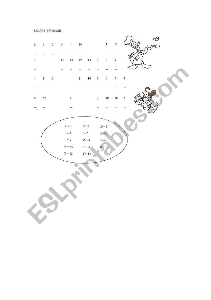 the secret message worksheet