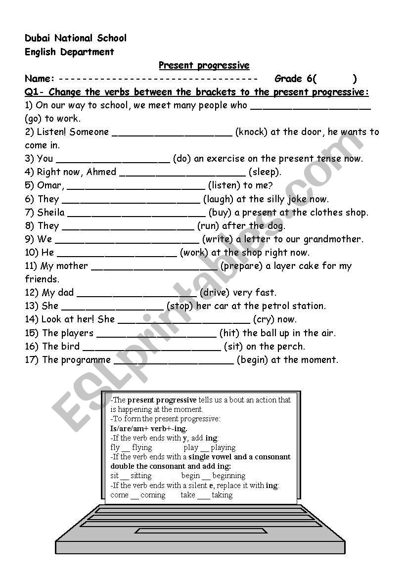 present progressive worksheet