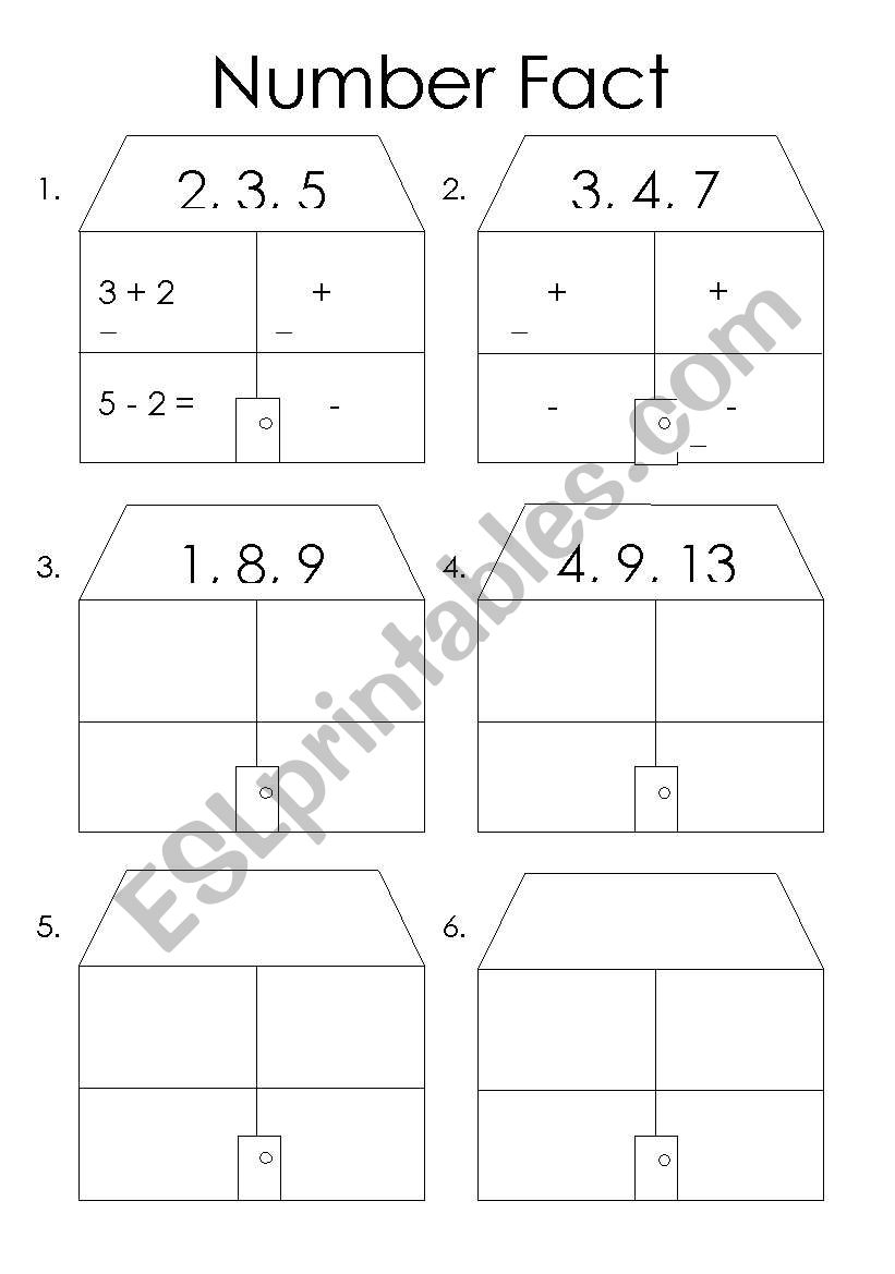 Number Fact Families worksheet