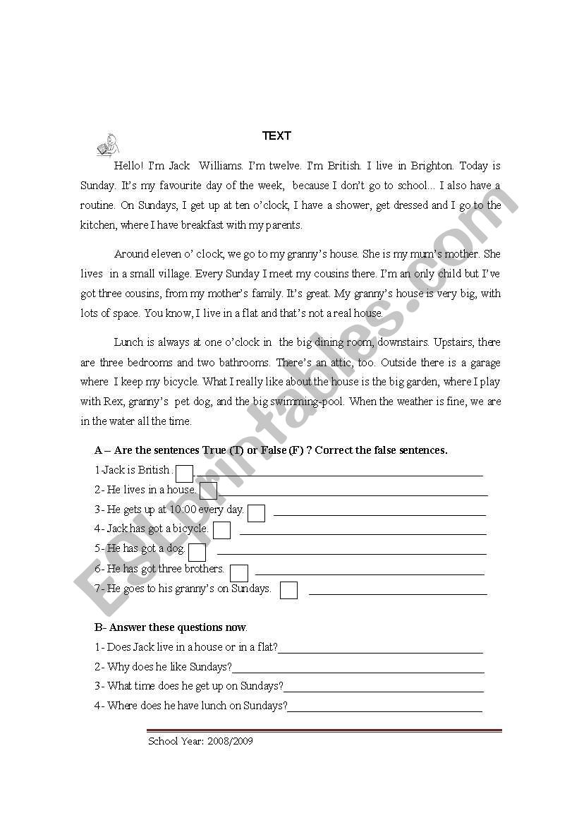  Present Simple/routine worksheet