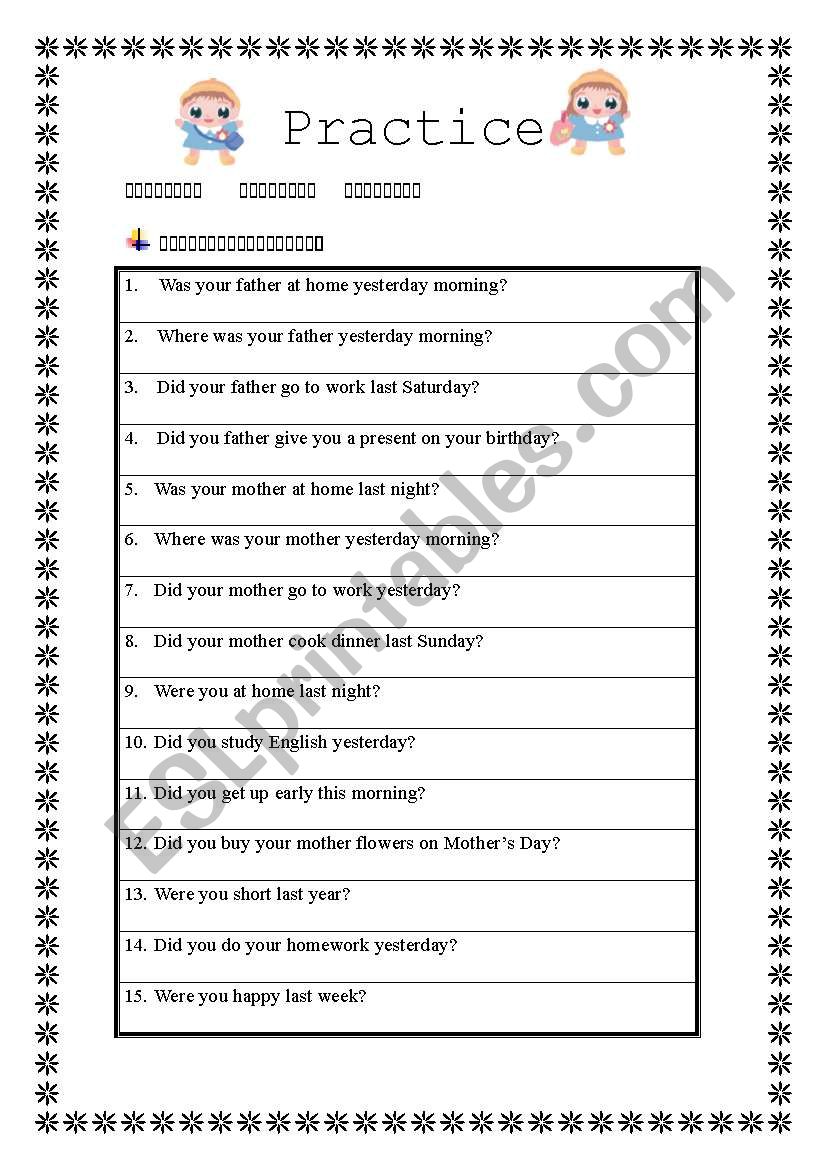 Past Simple worksheet