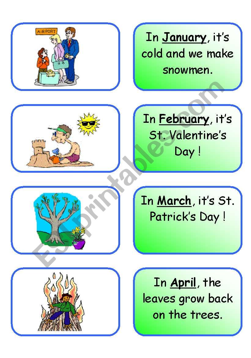 Months of the Year - matching pairs cards