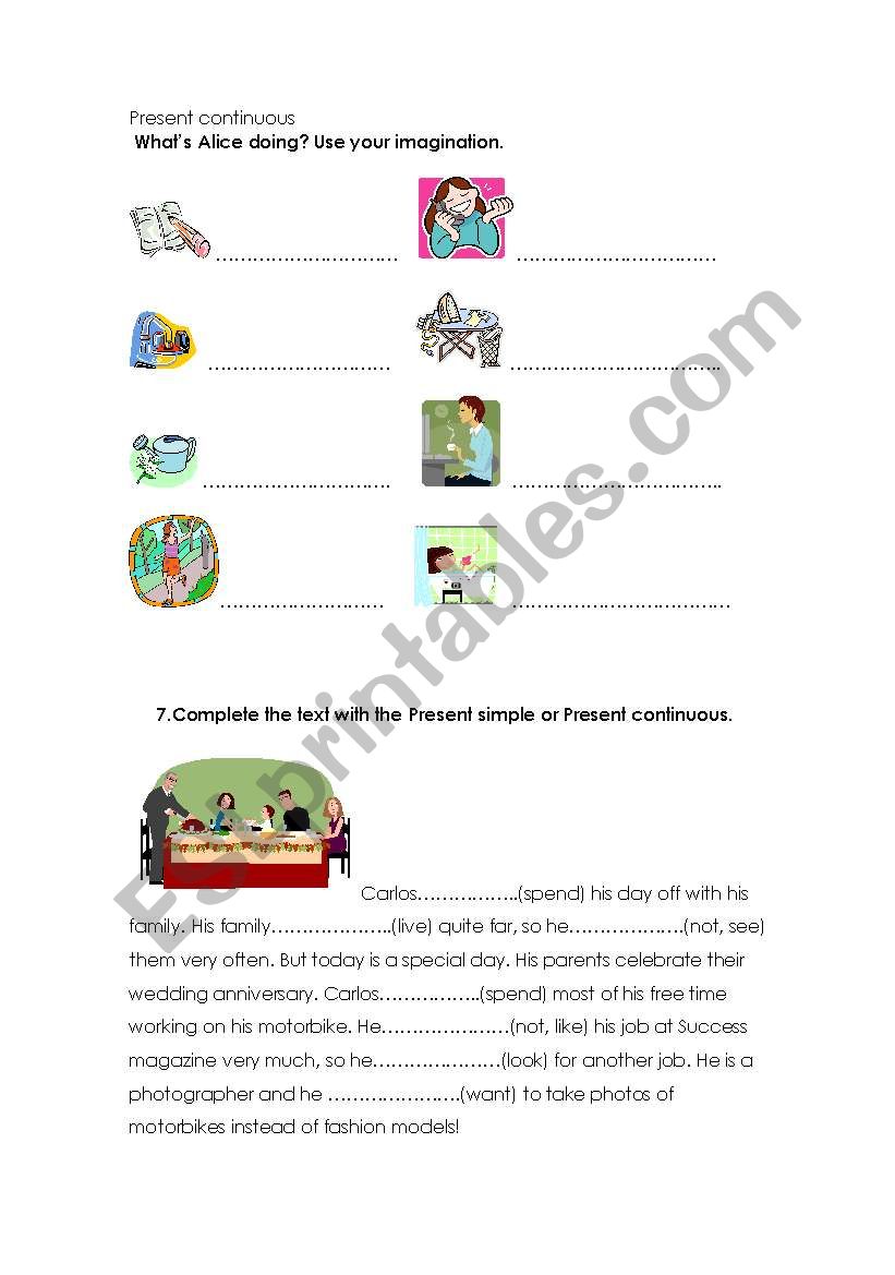 PRESENT CONTINUOUS worksheet