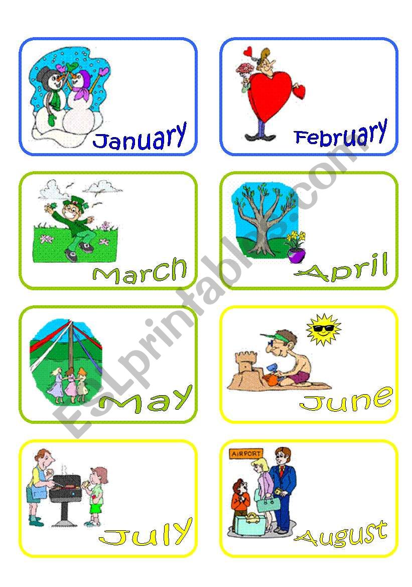 Months Flashcards and Families Game