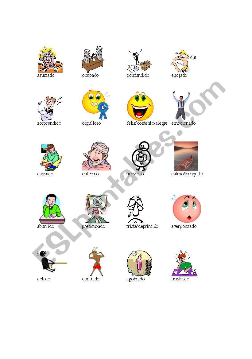 mood word clip art worksheet