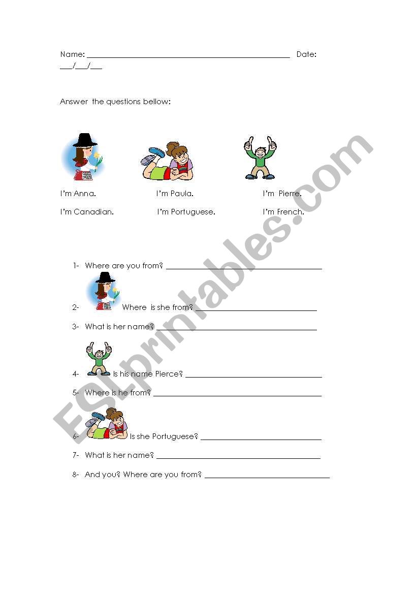 where are you from worksheet