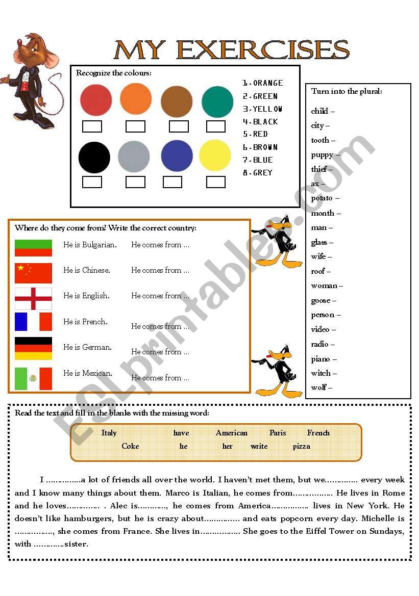 MY EXERCISES 2 worksheet