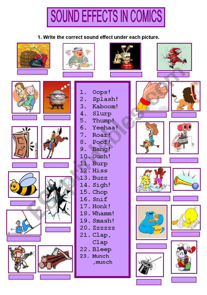 SOUND EFFECTS IN COMICS worksheet