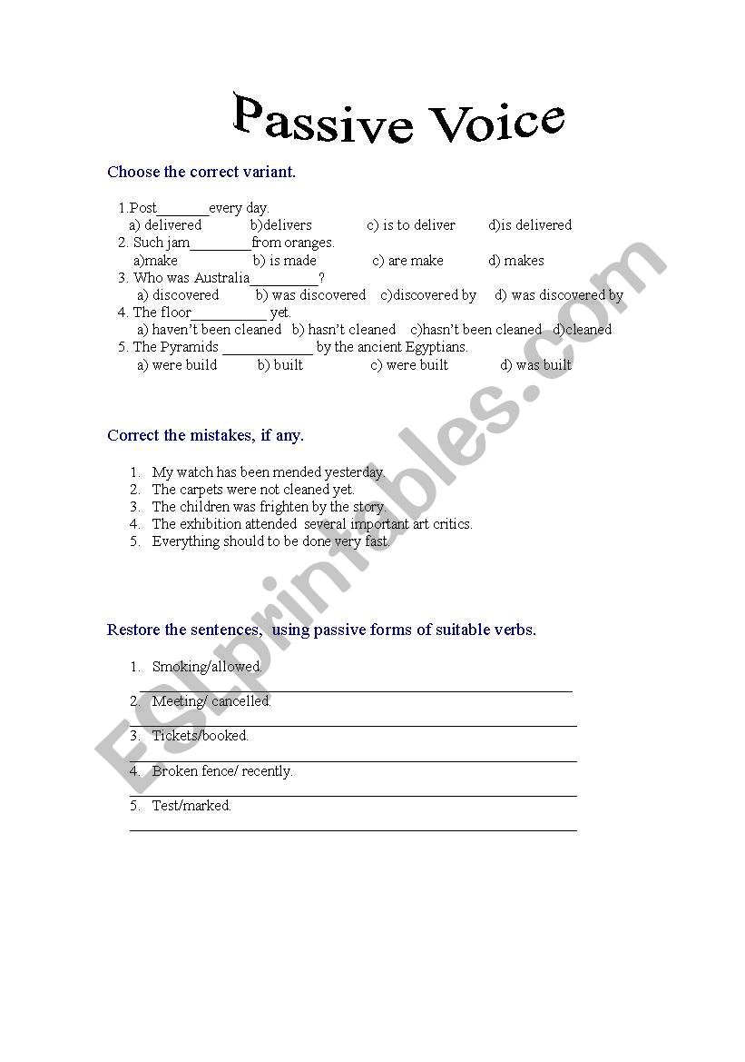 Passive voice worksheet