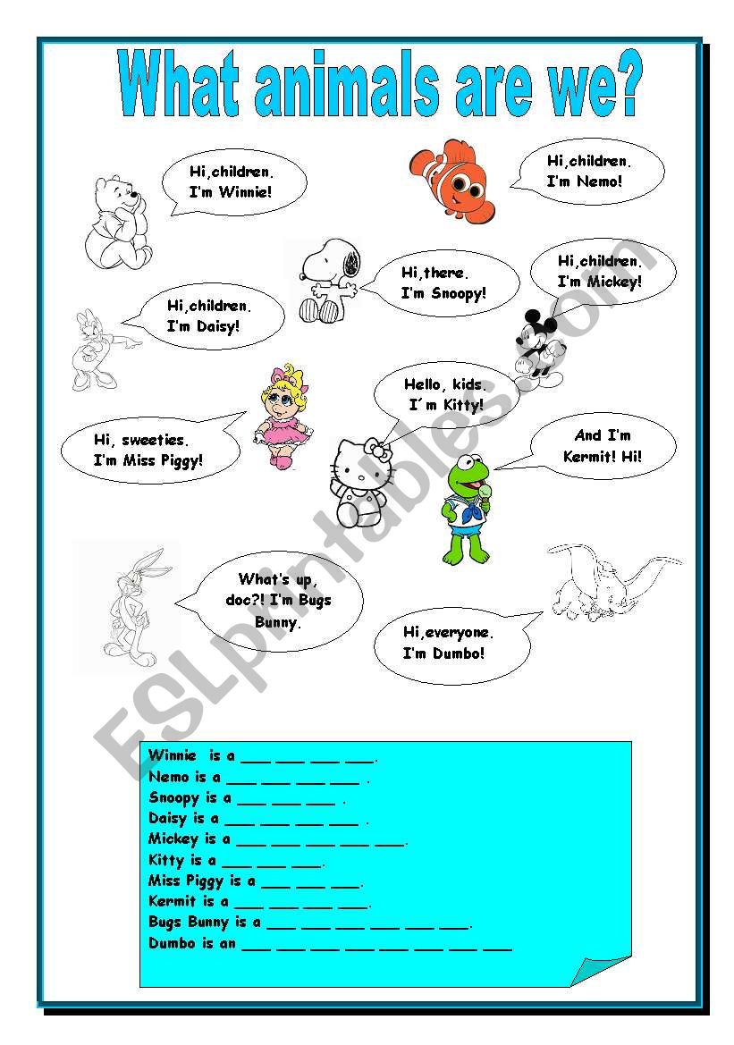 Animals worksheet