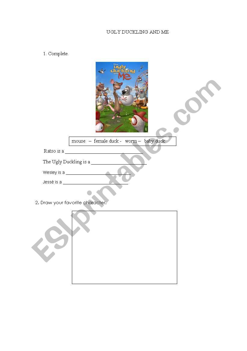 UGLY DUCKLING AND ME worksheet
