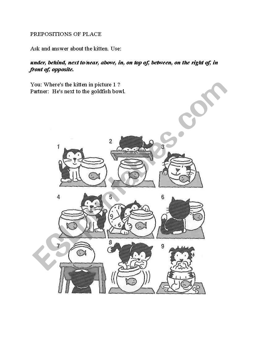 Prepositions worksheet