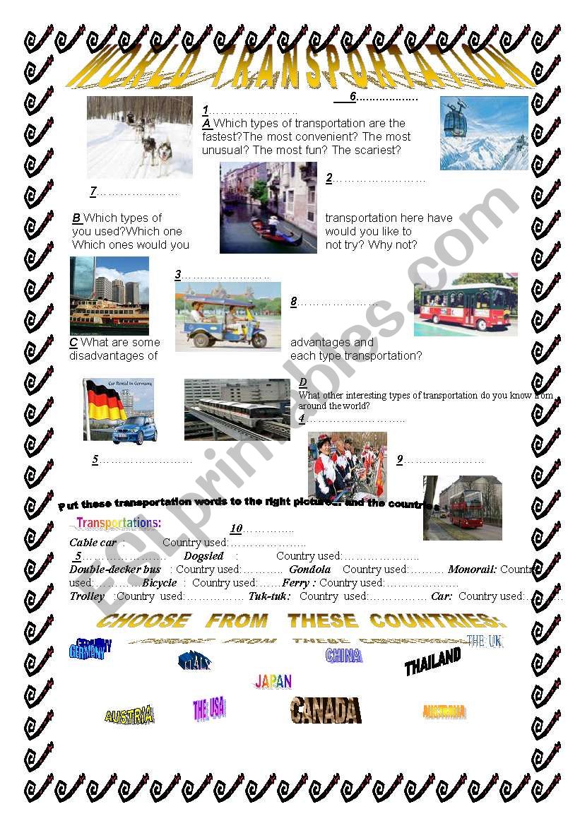  worldtransportations (vocan and grammar/speaking/writing task