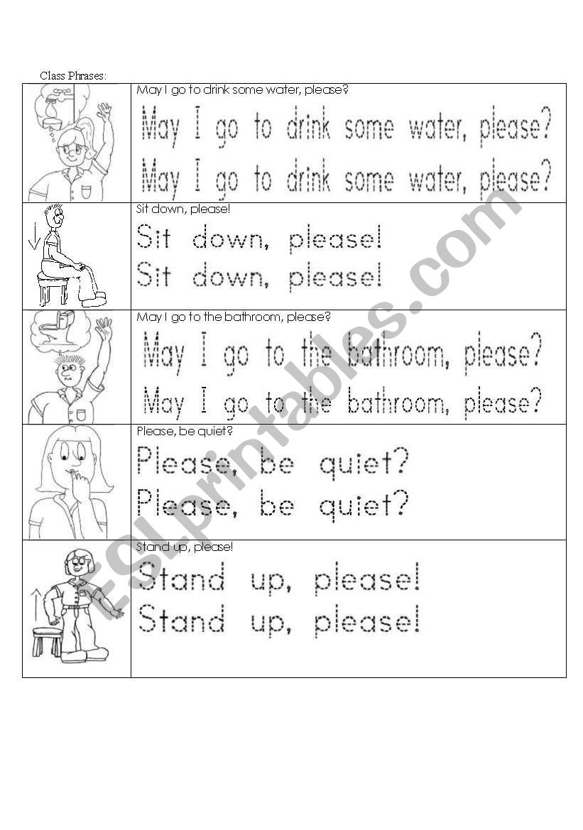 Some class phrases worksheet