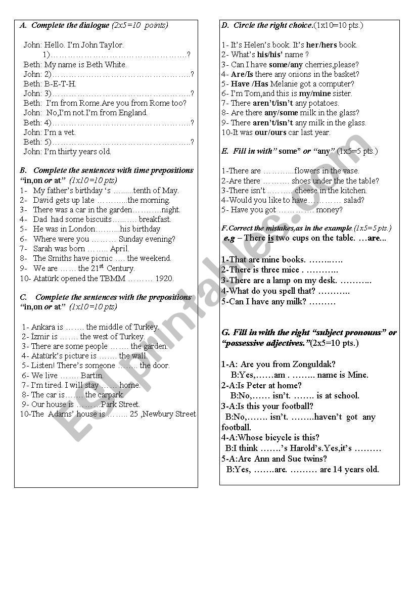 quiz worksheet